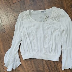 Express Ivory Lace Accent Blouse